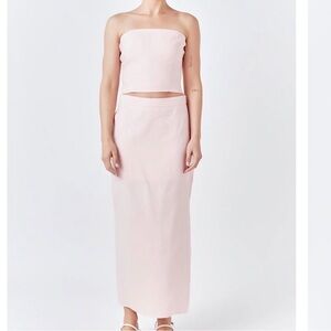 Pink Strapless Two-Piece Set